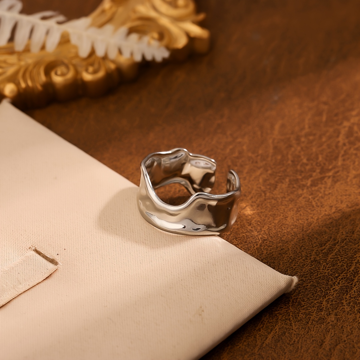 Irregularly Shaped Stainless Steel Open Ring, Unique Design